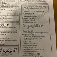 Vegan menu 6/20/21 at Philadium in Philadelphia