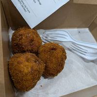 Fried Mac n cheese balls at V-Grits and Chimera Brewing in Louisville