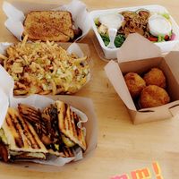 The cheeseburger fries are the bomb!!! at V-Grits and Chimera Brewing in Louisville