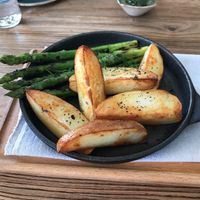 Potatoes with asparagus  at Ugolek in Moscow
