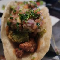 Amazing buffalo cauliflower naan tacos! at Rail Trail Flatbread Co in Hudson