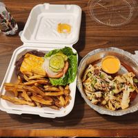 Burger And cauliflower at Rail Trail Flatbread Co in Hudson