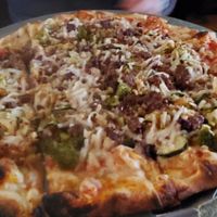 farmers market with impossible meat vegan cheese at Rail Trail Flatbread Co in Hudson