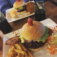Vegan & veggie burger with hashbrown & chips  at Beats Burger in Marrakech