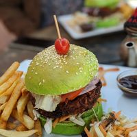 Vegan burger 🍔 at Beats Burger in Marrakech