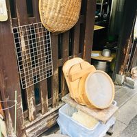 Tofu making tools at Iriyama Tofu Shop in Kyoto