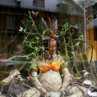 Artistic storefront at La Carotte Joyeuse in Quebec