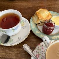 Tea and the vegan scone at Hettie's Tearoom in Pitlochry