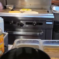Savory pancakes in the making at Roasted in Bethlehem
