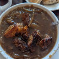 Vegan French onion soup at Roasted in Bethlehem