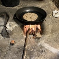 Roti in the making (on fire)  at Welle Gedara Homestay & Cooking in Weligama
