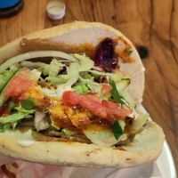 Seitan Döner with spicy and sesame sauce at Olive Tree in Leipzig