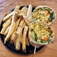 Amazing lazy dog burrito  at Apuro Vegan Bar in Porto