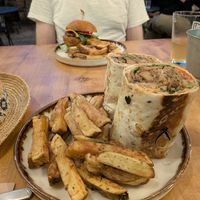 "Evil" burrito and chips at Apuro Vegan Bar in Porto