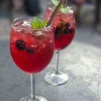 Prosecco sangria at Apuro Vegan Bar in Porto