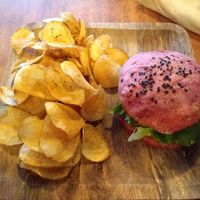 No Chicken burger  at Apuro Vegan Bar in Porto
