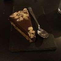 Chocolate almond tarte with no sugar. Deeelicious!  at Apuro Vegan Bar in Porto