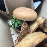 Charlotte burger and chips  at Ivy House in Sunderland