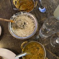 Vege korma (top) and dal tadka   at Bolina Sweets and Indian Restaurant in Christchurch