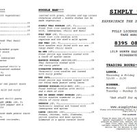 Simply Thai menu page 1 as at 2023-10-25 at Simply Thai in Ridgehaven