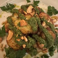 Cauliflower in a nut butter sauce with pesto  at Klaus K in Helsinki