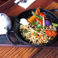 Fregola Casablanca , veggies and special sicilian semolina pasta served with aromatized broth so full of flavors and spicies!  at Glória Bistrô in Ouro Preto