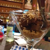 Vegan Brigadeiro (traditional brazilian chocolate dessert) with peanut crumble at Glória Bistrô in Ouro Preto