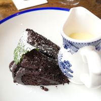 Chocolate cake with coconut cream  at The Jug and Bottle  in Heswall