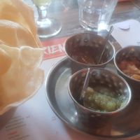 Poppadoms and chutneys at Tamatanga in Birmingham