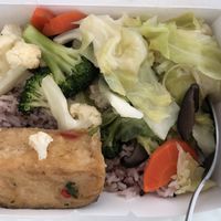 Packed from Food Panda. 3 sides plus rice  at Jiak Zhey 吃斋 - White Sands in East Singapore