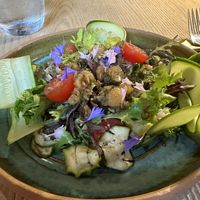 eggplant salad at L'Orygine in Quebec