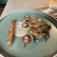 roasted potatoes, homemade tempeh at L'Orygine in Quebec