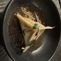 4th course: mushroom kimchi dumpling  at L'Orygine in Quebec