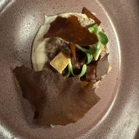 5th course: cauliflower risotto with tempeh and cherry  at L'Orygine in Quebec