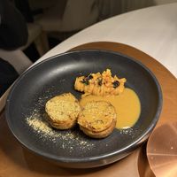 Seitan thingies and a a pasta ball thing  at L'Orygine in Quebec