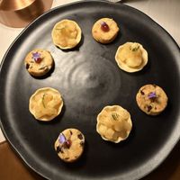 Surprise dessert—apple something and cookies    at L'Orygine in Quebec