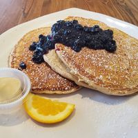 Blueberry vegan pancakes at Revelations Cafe in Lutz