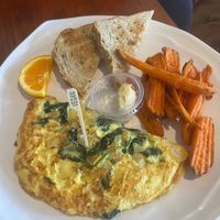 Vegan Greek Omelette Plate at Revelations Cafe in Lutz