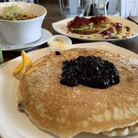 Blueberry pancakes, avocado toast, kale yea & sweet potato bowl at Revelations Cafe in Lutz