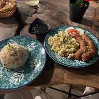 Scrambled Tofu-Egg Platter, with Longanisa and Garlic Rice  at Cosmic - Poblacion in Makati