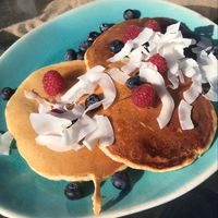 vegan redfruit pancakes at Laundry Lounge in Sagres