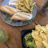 Vegan Sandwich & Nachos with Avocado Dip & Salsa Starter   at Laundry Lounge in Sagres