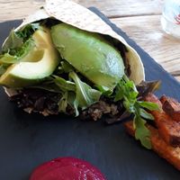 burrito with quinoa, black beans and avocado at Laundry Lounge in Sagres