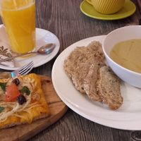 Focaccia with leek and potato soup at I GUFI in Bray