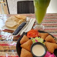 Plate of Falafels (25 Dhs) and Citron à la Menthe/Gingembre (25 Dhs) at Abou Tayssir in Tangier