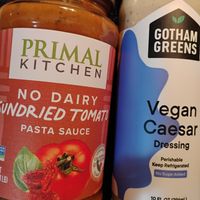 Vegan sundried tomato sauce and vegan Caesar dressing at Whole Foods Market in Naples