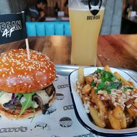 Truffle burger and side poutine at Biff's x Brewdog - Dalston in North London