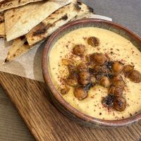 Chickpea Hummus and flat bread   at Harvest Kitchen in Tanunda