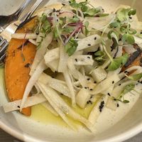Kabocha pumpkin and roasted radish  at Harvest Kitchen in Tanunda