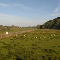 The view from the bedroom window to historic Dunadd Hill Fort.  at Kings Reach Self Catering in Lochgilphead